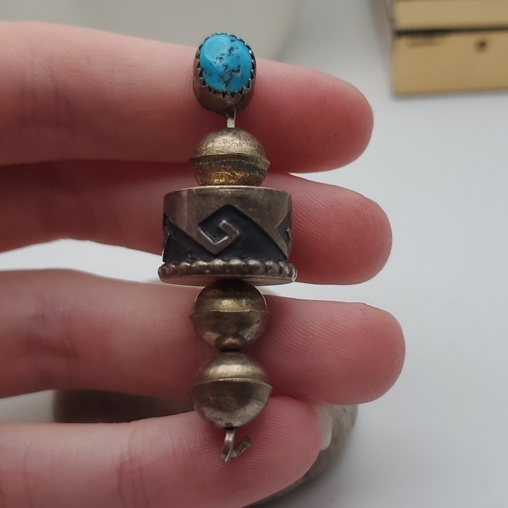 Solid Sterling silver‎ native turquoise necklace pendant fine jewelry